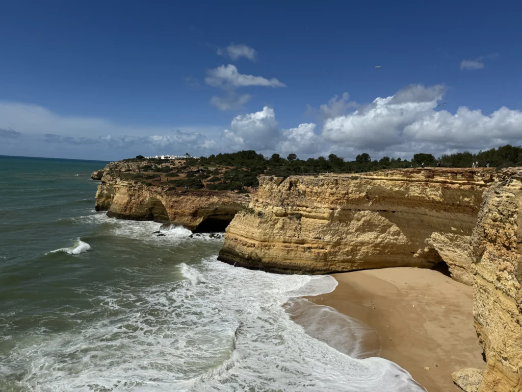 View from the cliffs near the Benagil Cave in the Algarve, Portugal