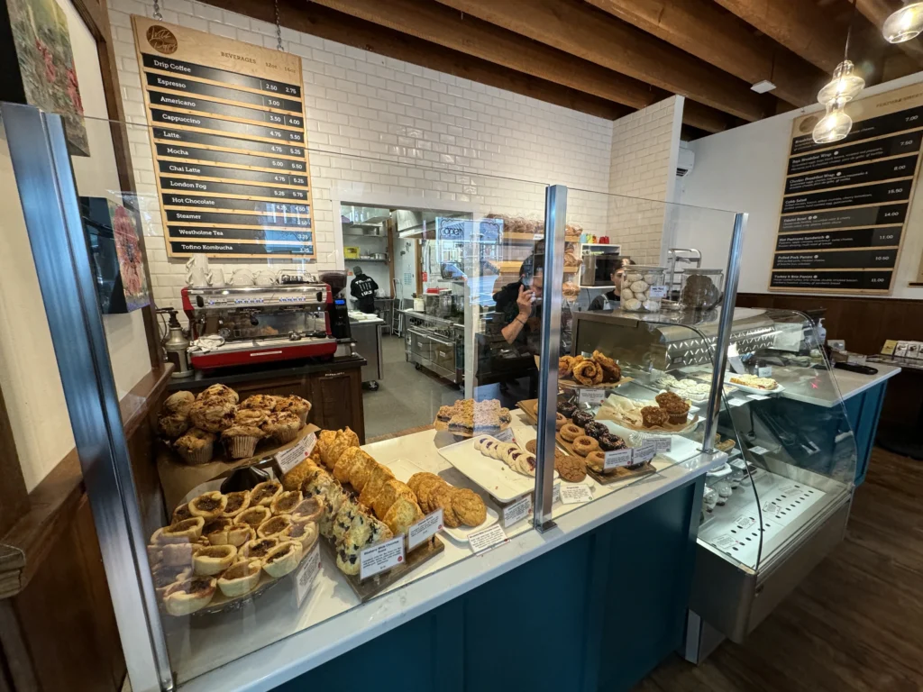 Pastry case at Wild Poppy Market in Ladysmith, BC