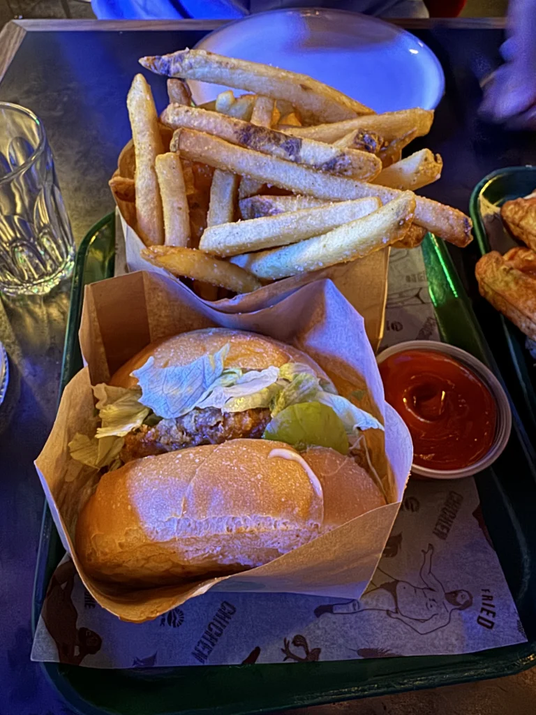 Chicken burger at The Chickadee Room in Vancouver, BC